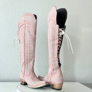Lane LEXINGTON Over the Knee Pink Cowboy Boots Western Cowgirl Snip Toe Tall 5.5